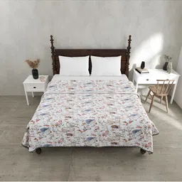 BED-SHEET.COM Pink & White Floral Pure Cotton 150 GSM Double Bed Dohar & 2 Pillow Covers-image-14