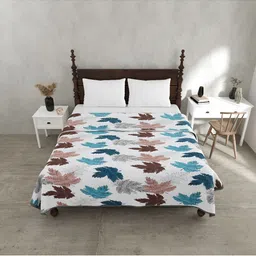 BED-SHEET.COM White & Blue Abstract Cotton 150 GSM Double Bed Dohar & 2 Pillow Covers-picture-25
