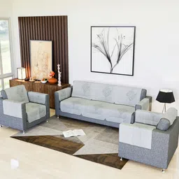 Kuber Industries Off White Printed Cotton 5 Piece Sofa Cover With Arms-image-12