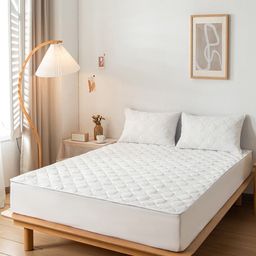 JC HOME White Solid Double Queen Bed Cover-image-6