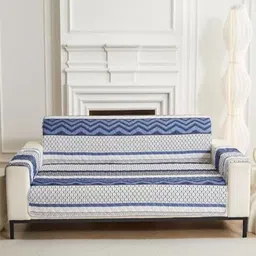HOUSE OF QUIRK Navy Blue & White Double Seater Quilted Anti-Slip Water-Resistant Sofa Mat-image-64