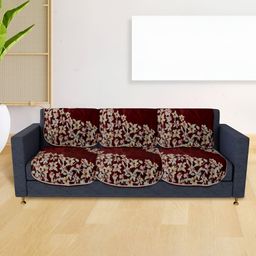 Kuber Industries Maroon & White Printed Velvet Sofa Cover-image-44
