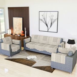Kuber Industries Cream-Coloured Printed Cotton Sofa Cover With Arms-38