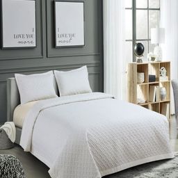 HOSTA HOMES White Self Designed 280 GSM Double Queen Bed Cover With 2 Pillow Covers-image-14