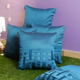 ROMEE Blue 5 Pieces Square Cushion Covers-image-7
