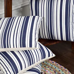 ANWYN Blue & White 5 Pcs Striped Pure Cotton Square Cushion Covers-13