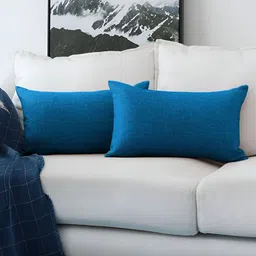 CASA-NEST Blue 2 pieces Square Jute Cotton Cushion Covers-image-78