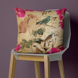 BIANCA Beige & Pink Floral Square Cushion Covers-26