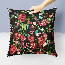 BIANCA Black & Green Floral Square Cushion Covers-image-36