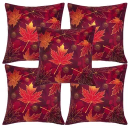 Alina decor Red & White 5 Pieces Floral Square Cushion Covers-image-61