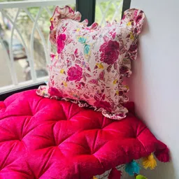 THROWPILLOW Pink & Beige Floral Printed Square Cushion Covers-image-34
