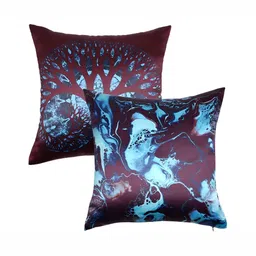 CAZIMO Blue & Brown 2 Pieces Abstract Square Cushion Covers-image-86