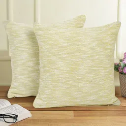 eyda Yellow & White 2 Pieces Abstract Cotton Square Cushion Covers-37