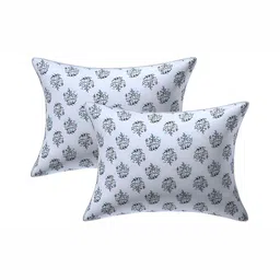 Texstylers White & Blue 2 Pieces Cotton Rectangle Cushion Covers-image-66