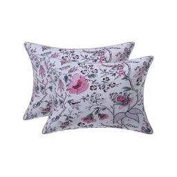 Texstylers White & Pink 2 Pieces Cotton Rectangle Cushion Covers-picture-18