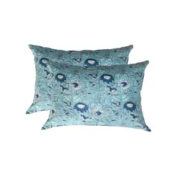 Texstylers Blue & White 2 Pieces Cotton Rectangle Cushion Covers-image-31