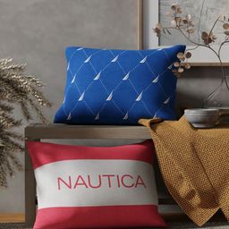 Nautica Blue & Red 2 Pieces Striped Pure Cotton Rectangle Cushion Covers-image-88