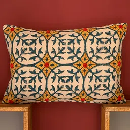 ABSTRACT INDIA Off White & Yellow Ethnic Motifs Cotton Rectangle Cushion Covers-7