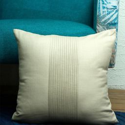 ZEBA Gold-Toned Striped Pleats Square Cushion Cover-7