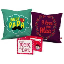 Indigifts Red & Green 2 Pieces Printed Square Cushion Covers-16