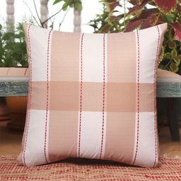 ZEBA White & Beige Checked Square Cushion Cover-41