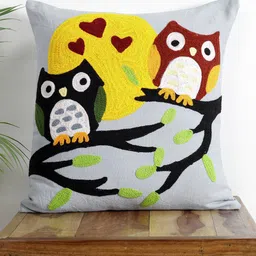 HANDICRAFT PALACE Blue & Yellow Embroidered Square Cotton Cushion Covers-19