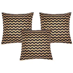 Alina decor Gold-Toned & Black 5 Pieces Striped Square Cushion Covers-17