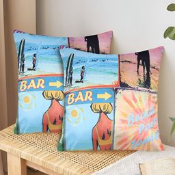 Tesmare Blue 2 Pcs Quirky Velvet Square Cushion Covers-image-40