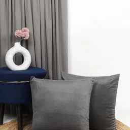 THE CONVERSION Grey Set of 2 Velvet Square Cushion Covers-17