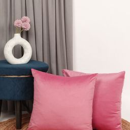 THE CONVERSION Pink Set of 2 Velvet Square Cushion Covers-82