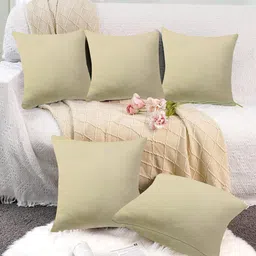 Cloth Fusion Cream-Coloured 5 Pieces Velvet Square Cushion Covers-image-79