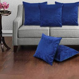 Creeva Blue 5 Pieces Velvet Square Cushion Covers-picture-14