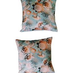 GAB Green & Orange 2 Pieces Floral Square Cushion Covers-image-116