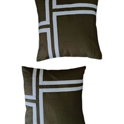 GAB Green & White 2 Pieces Geometric Square Cushion Covers-image-35