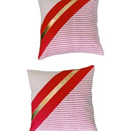 GAB Red & Gold-Toned 2 Pieces Geometric Square Cushion Covers-image-24
