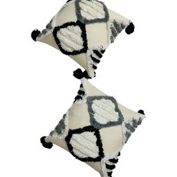 GAB Black & White 2 Pieces Embroidered Cotton Square Cushion Covers-image-19