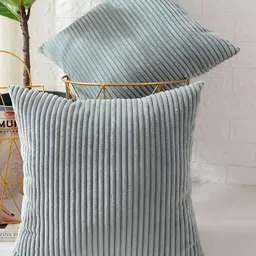 Vinayaka Fab Grey 2 Pieces Striped Square Cushion Covers-picture-9