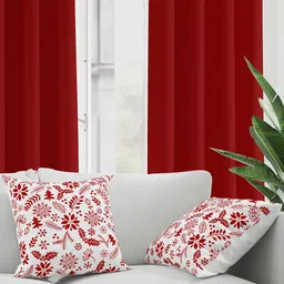 HOME COLORS.IN Red & White 2 Pieces Square Cushion Covers-13