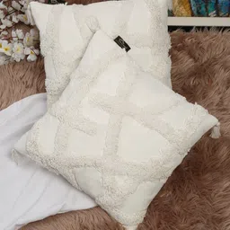 HOSTA HOMES White Set of 2 Pure Cotton Square Cushion Covers-39