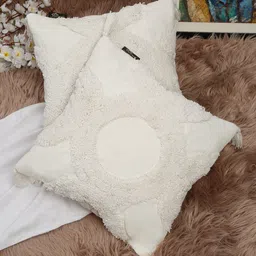 HOSTA HOMES White Set of 2 Pure Cotton Square Cushion Covers-10