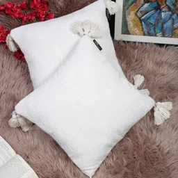 HOSTA HOMES White Set of 2 Square Cotton Cushion Covers-image-47