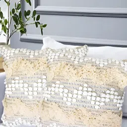 Textile and Beyond Off White 2 Pieces Square Cushion Covers-4