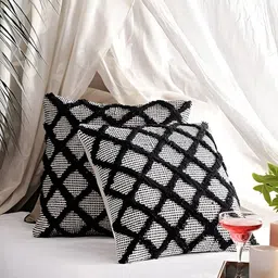 Textile and Beyond Off White 2 Pieces Square Cushion Covers-5