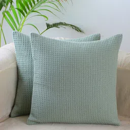 Jamio Firati Green 2 Pieces Embellished Cotton Square Cushion Covers-36