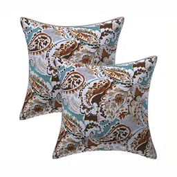 Texstylers Brown & Blue 2 Pieces Cotton Square Cushion Covers-image-78