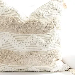 Textile and Beyond Off White 3 Pieces Square Cushion Covers-image-10