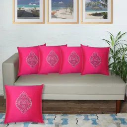 ZEBA Pink & White 5 Pieces Square Cushion Covers-image-19