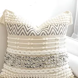 Textile and Beyond Off White 5 Pieces Cotton Square Cushion Covers-5