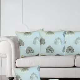 ZESTURE Gold-Toned & Blue 5 Pieces Square Cushion Covers-image-50