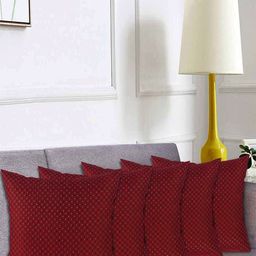 Kuber Industries Maroon & Gold-Toned Set of 5 Square Cushion Covers-50